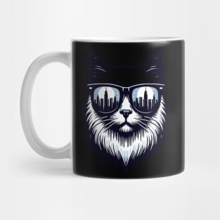 Cat in Sunglasses with City Skyline - Urban Chic Mug